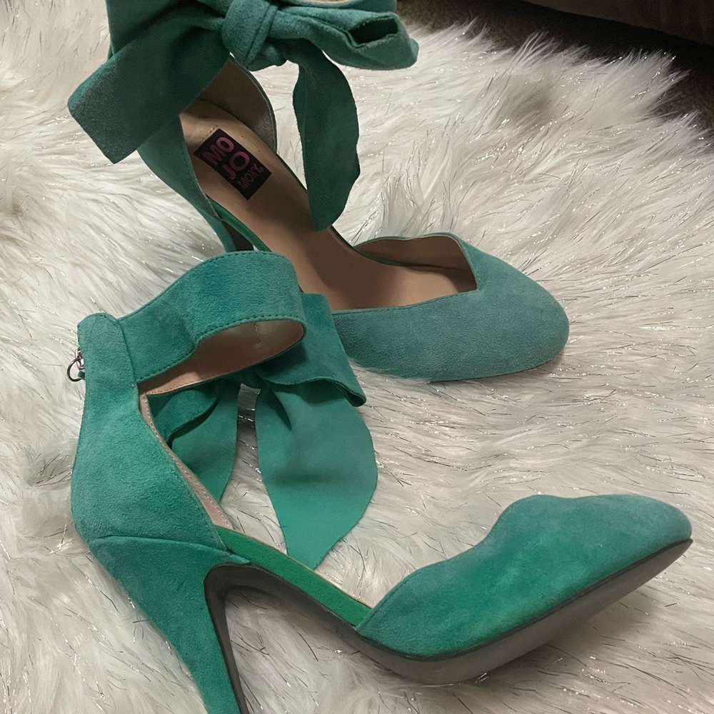 Green Suede Women's Heels